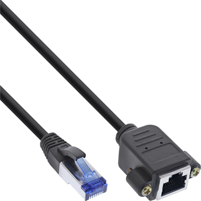 Extensión Incorporada De Cable De Red Inline, S/Ftp (Pimf), Cat.6a, Libre De Halógenos, Cobre, Negro, 0,5 M