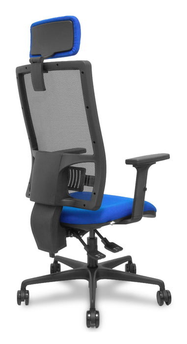Piqueras Y Crespo Silla Bormate Asincro Malla Negra Asiento Bali Azul Brazos 2d Ruedas 65mm Cabecero Regulable