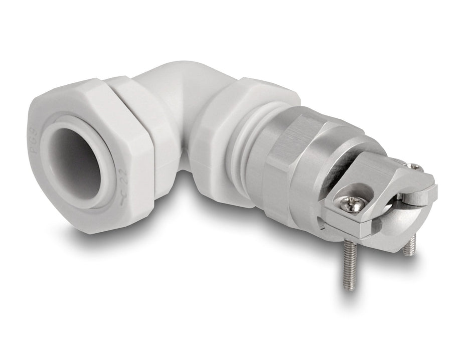 Delock 60592 Prensaestopas Con Alivio De Tensión Y Protección Contra La Flexión Ángulo De 90 ° Pg9 Gris
