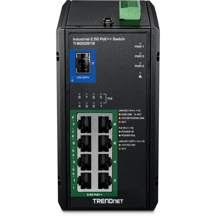 Trendnet 9-Port Industrial 2.5g Din-Rail Poe++ Switch W Sfp+