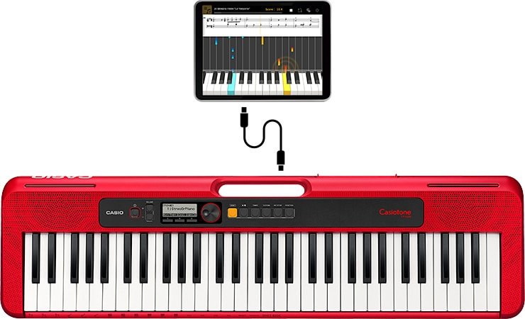 Casio Ct-S200 Midi Keyboard 61 Keys Usb Red, White