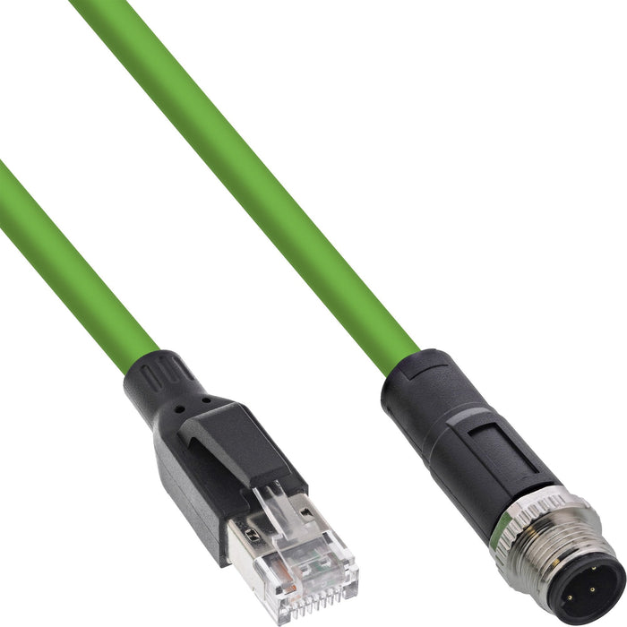 Inline® Industrial Network Cable, M12 4-Pin D-Coded Macho Plug A Rj45, Pur 1m