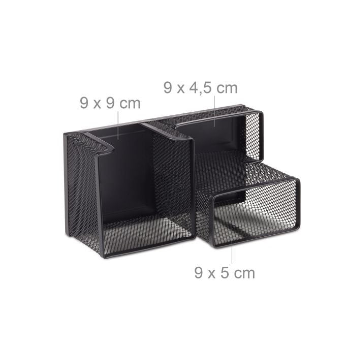 Relaxdays Escritorio-Organizer 3 Compartimentos, Metal Negro