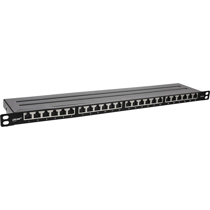 Inline® 19" Patch Panel Cat.6a 0.5 U 24-Port, With Dust Projoection, Negro