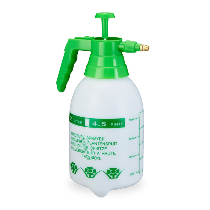 Relaxdays Pumpsprühflasche, 2 L Blanco, Verde