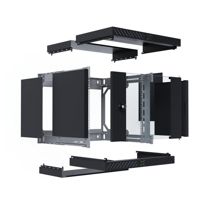 Armario De Pared X-Rack De 19" Con Puerta De Vidrio De 400-600 Mm, 9u, Negro.