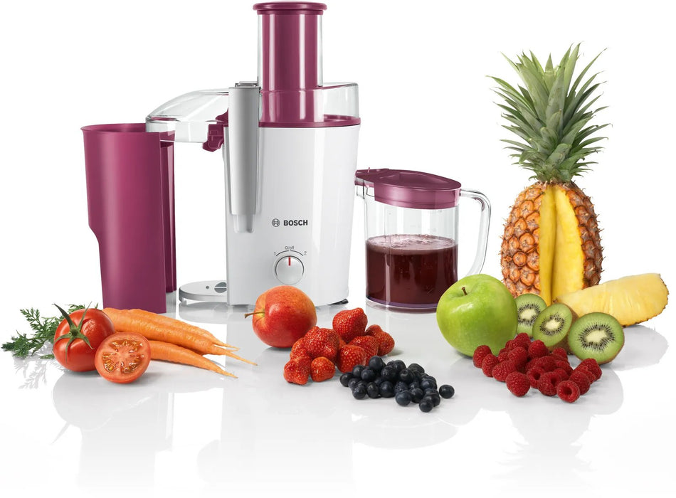 EAN 4242002812090 - Bosch MES25C0 exprimidor Licuadora centrífuga 700 W Cereza (fruta), Transparente, Blanco imagen 3