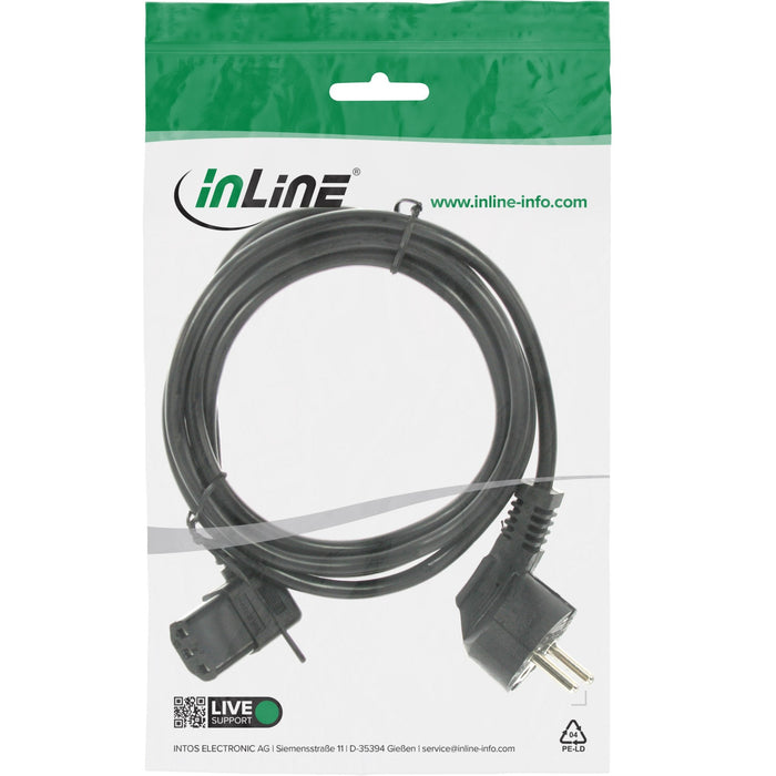 Cable De Alimentación Inline Tipo F En Ángulo A Conector Iec En Ángulo Izquierdo 1,8 M Negro