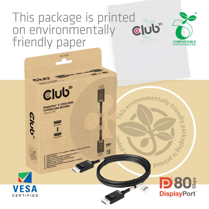 EAN 8719214473204 - CLUB3D CAC-1092 cable DisplayPort 1,6 m Negro imagen 8