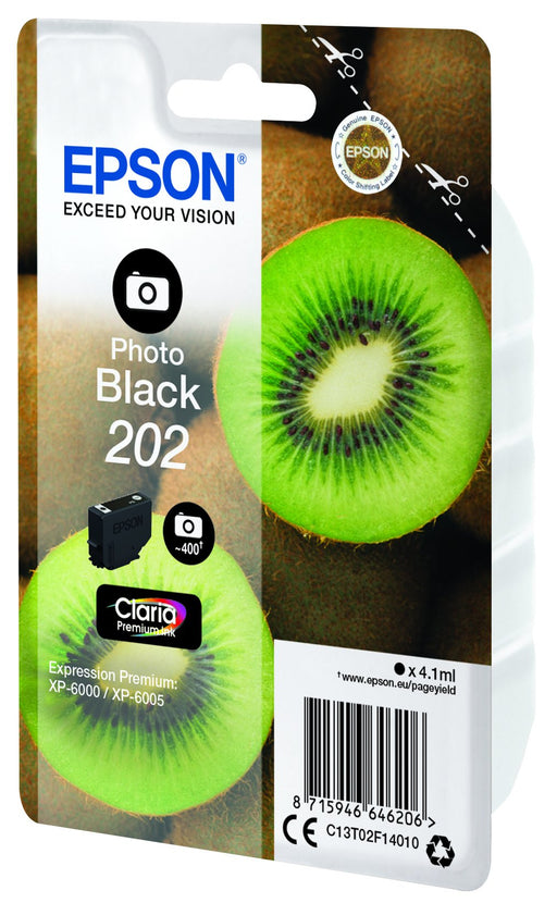 EAN 8715946646206 - Epson Kiwi 202 cartucho de tinta 1 pieza(s) Original Rendimiento estándar Foto negro imagen 1