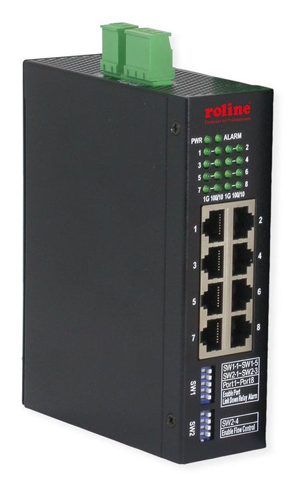 Roline Industrial Gigabit Ethernet Switch, 8 Ports, Web Managed