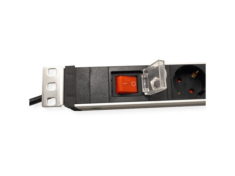 Value 19-Zoll-Steckdosenleiste 7fach Mit Berlastschutz, 1 He, Schutzkontakt-Stecker, 2,8 M