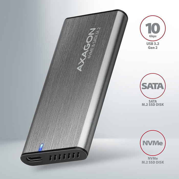 EAN 8595247906328 - Axagon EEM2-SG2 caja para disco duro externo Caja externa para unidad de estado sólido (SSD) Gris M.2 imagen 2