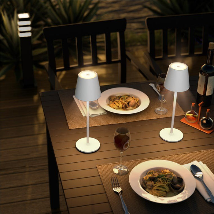 Lámpara De Mesa Led Inalámbrica, Tamaño M, 37 Cm, Blanca 
Con Control Táctil, 170 Lm, Luz Blanca Cálida (3000 K) Regulable