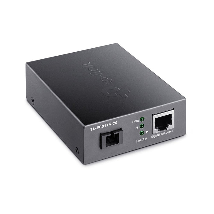 Convertidor De Fibra Tp-Link Fc311a-20  Single-Mode Gigabit Bidireccional De 1p Rj45 10/100/1000 A 1p Sc Port Gigabit Cobertura 20km