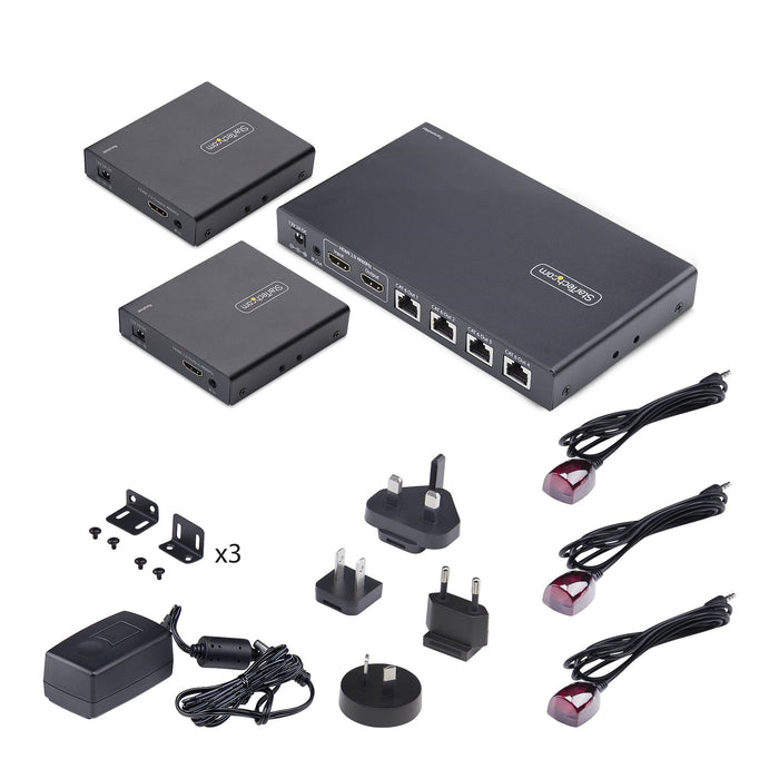 Startech 4-Port Hdmi Extender Und Splitter Uber Cat6 4k 60hz Bis 70m Lnge 1x4 Hdmi Uber Netzwerkcable-Lan Cable Verteilerkit