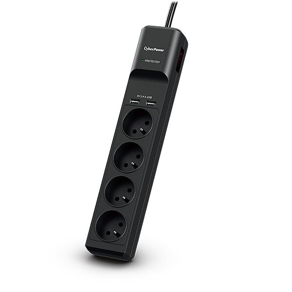 EAN 4712856275780 - CyberPower Tracer III P0420SUD0-FR limitador de tensión Negro 4 salidas AC 200 - 250 V 1,8 m imagen 1