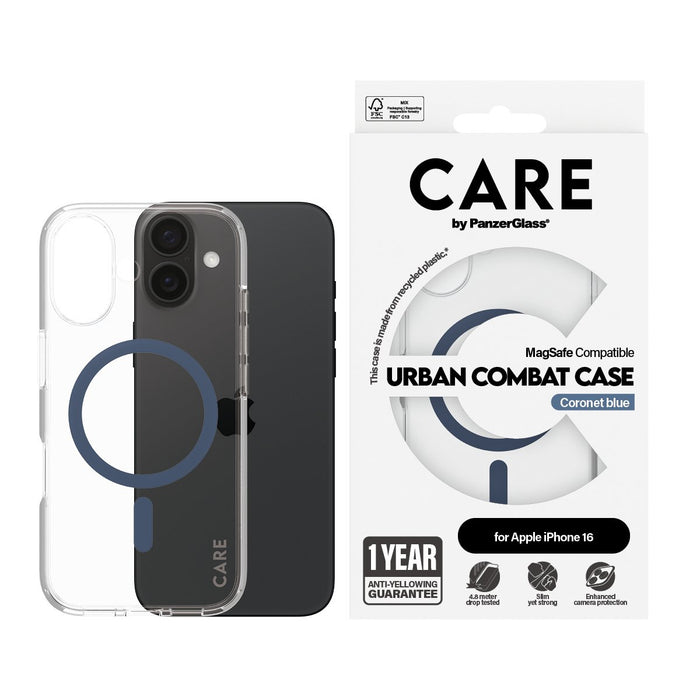 EAN 5715685004315 - PanzerGlass CARE™ by ® Urban Combat Case Transparent w. Blue MagSafe iPhone 16 funda para teléfono móvil  imagen 2