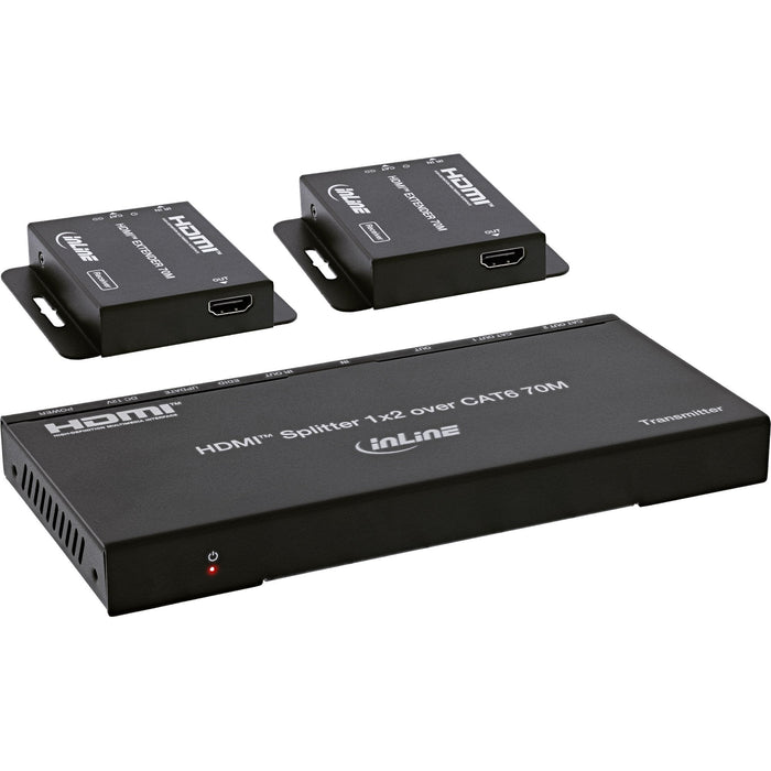 Video Splitter/Extender,1x2, Cat.6, Hdmi 4k/30hz, Kit Con 2 Receptores Inline