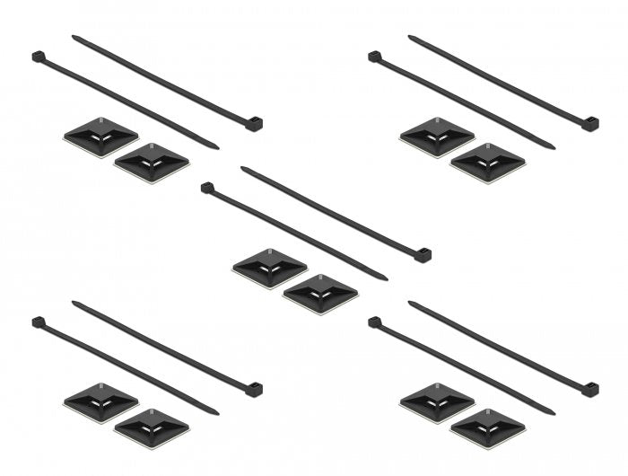 Delock Befestigungssockel 40 X 40 Mm Mit Cablebinder L 250 X B 7,2 Mm Schwarz