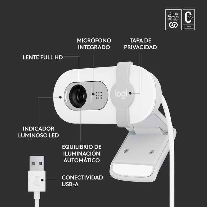 EAN 5099206113275 - Logitech 960-001617 cámara web 2 MP 1920 x 1080 Pixeles USB Blanco imagen 11
