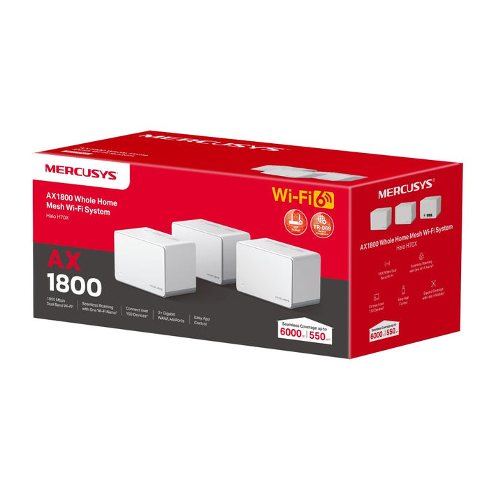 EAN 6957939000752 - Mercusys Halo H70X (3-pack) Doble banda (2,4 GHz / 5 GHz) Wi-Fi 6 (802.11ax) Blanco Interno imagen 4