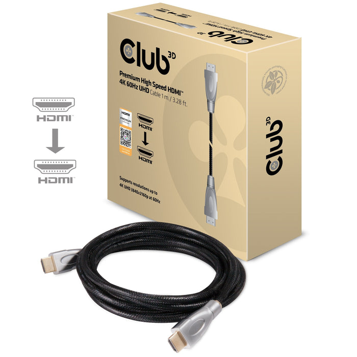 Club3d Premium High Speed Hdmi 2.0 4k60hz Uhd Cable 1 M/ 3.28 Ft Certified