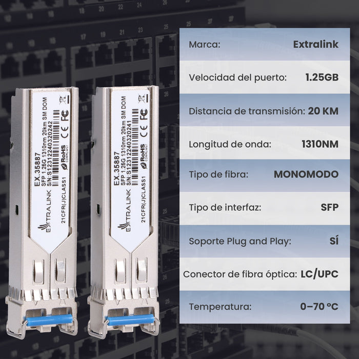 Extralink Sfp 1.25g 1310nm 20km Sm Dom 2-Pack