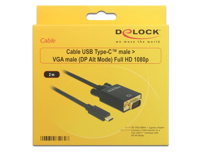EAN 4043619852628 - DeLOCK 85262 adaptador de cable de vídeo 2 m USB Tipo C VGA (D-Sub) Negro imagen 2