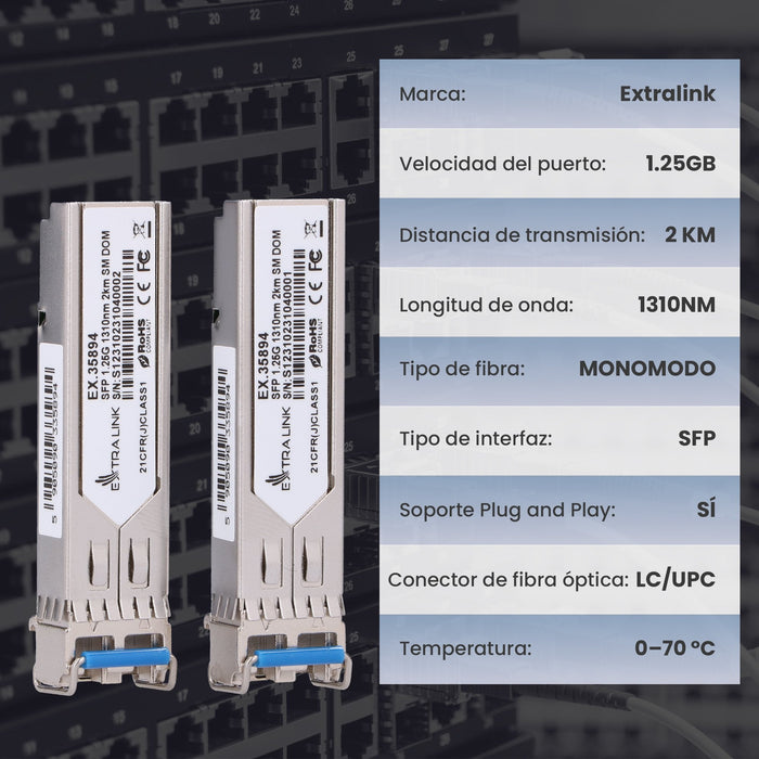 Extralink Sfp 1.25g 1310nm 2km Sm Dom 2-Pack