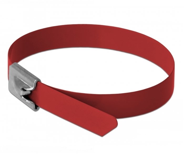 Delock Edelstahlcablebinder L 300 X B 7,9 Mm Rot 10 Stück