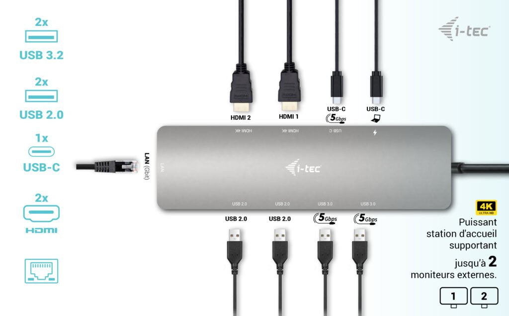 EAN 8595611706288 - i-tec C31NANOHDM2DOCPD base para portátil y replicador de puertos Alámbrico USB 3.2 Gen 1 (3.1 Gen 1) Typ imagen 4