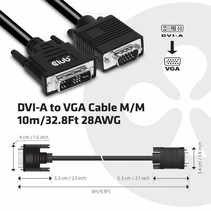 EAN 8719214471514 - CLUB3D DVI-A TO VGA CABLE M/M 3m/ 9.8ft 28 AWG Negro imagen 3
