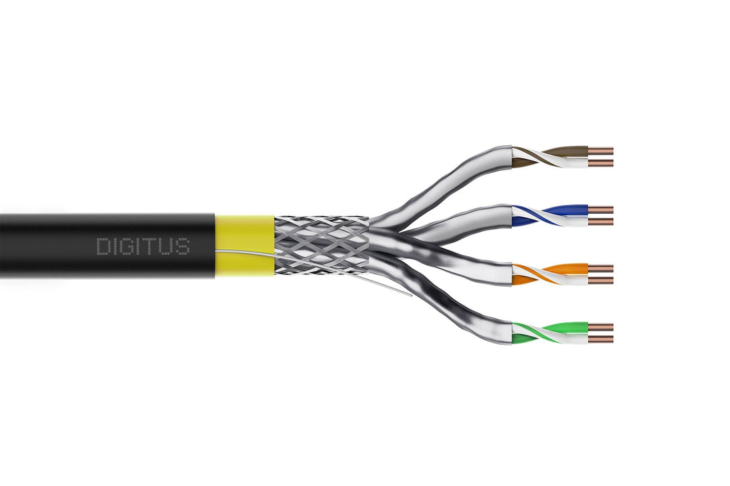 Bobina Cat 7a S-Ftp 1000m Exterior Negro,  Awg22/1,  Lszh, Dca, Pe, Poe, Poe+, 4ppoe Digitus