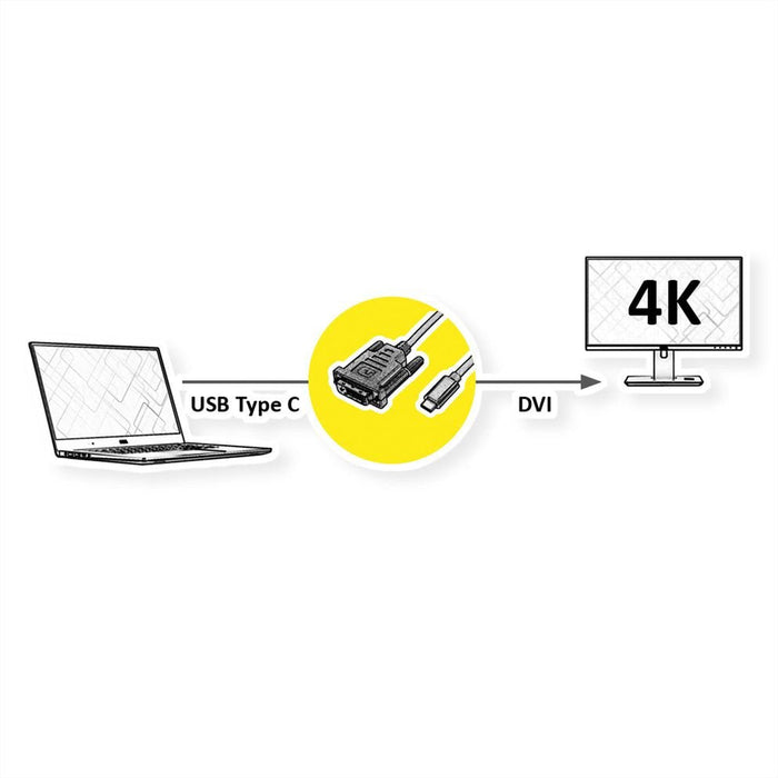 Roline Usb Typ C - Dvi Adaptercable, St St, 2 M