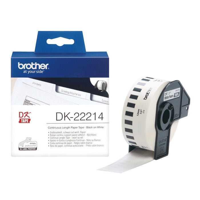 Brother Dk-22214 Blanco Rollo (1,2 Cm X 30,5 M) Papel Termico Para Brother Ql-1050, 1060, 500, 550