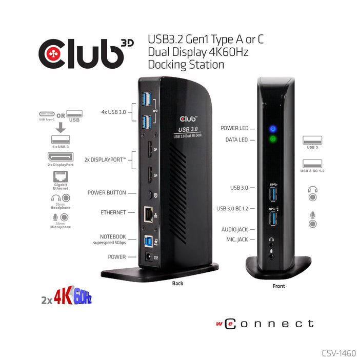 EAN 8719214470777 - CLUB3D CSV-1460 base para portátil y replicador de puertos Acoplamiento USB 3.2 Gen 1 (3.1 Gen 1) Type-B  imagen 10