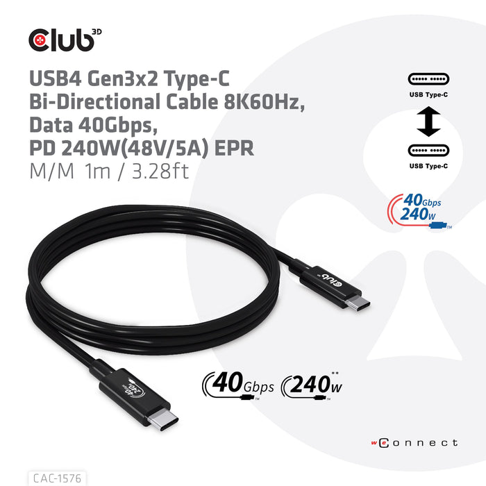 EAN 8719214472320 - CLUB3D CAC-1576 cable USB USB4 Gen 3x2 1 m USB C Negro imagen 6