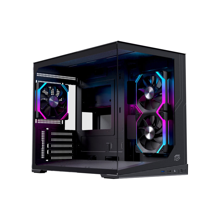 Caja Pc Micro-Atx Semitorre Einarex Sm300 Rgb C-Templado Negra Excs-Sm-300r-B
