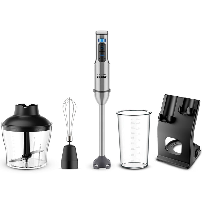 Batidora De Mano Grunkel Bm-2000set 2000w Capacidad 0.8l Incluye Vaso, Picadora, Varilla Y Soporte