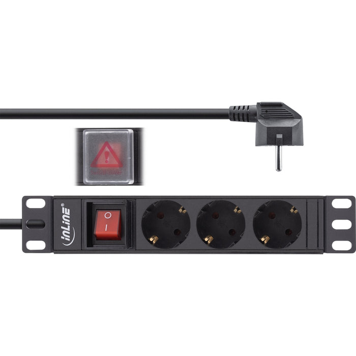 Regleta Pdu Inline De 10", Enchufe Protector De 3 Puertos, Con Interruptor, 2 M, Negro