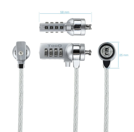 EAN 8433281009868 - TooQ TQCLKC0015 cable antirrobo Plata 1,5 m imagen 2