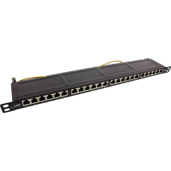 Patch Panel Inline 19" Cat.6a 24 Puertos 0.5u Negro Ral 9005