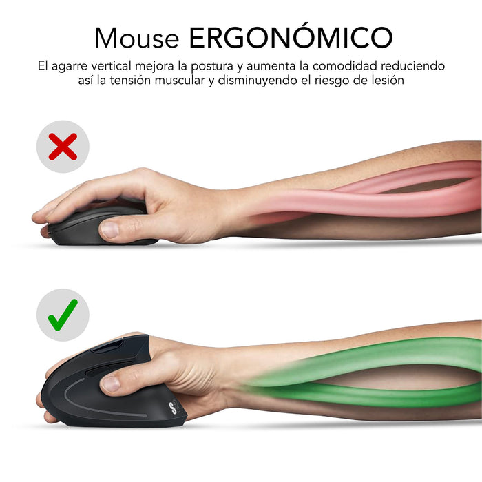 EAN 8436586743062 - SUBBLIM RATON OPTICO DUAL GLIDE VERTICAL ERGO DUAL BATERIA BLANCO ratón Universal mano derecha Bluetooth  imagen 5
