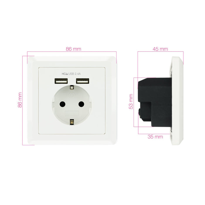 EAN 8433281009707 - Nanocable 10.35.0010 toma de corriente CEE 7/3 + USB Blanco imagen 4