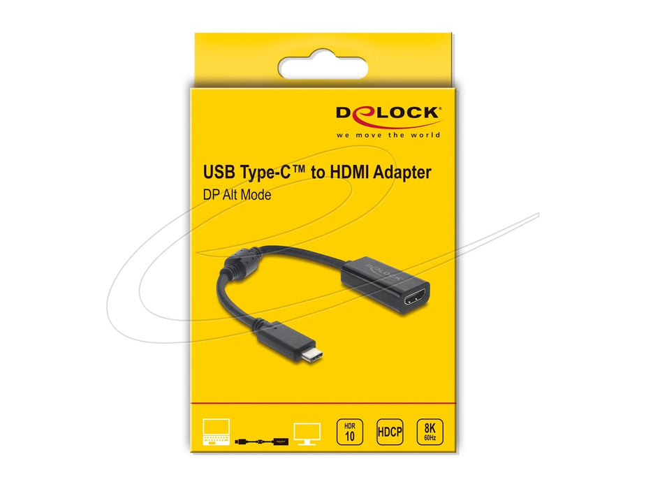 Delock Usb Type-C Adapter Zu Hdmi (Dp Alt Mode) 8k 60 Hz Mit Hdr Und Hdcp Schwarz