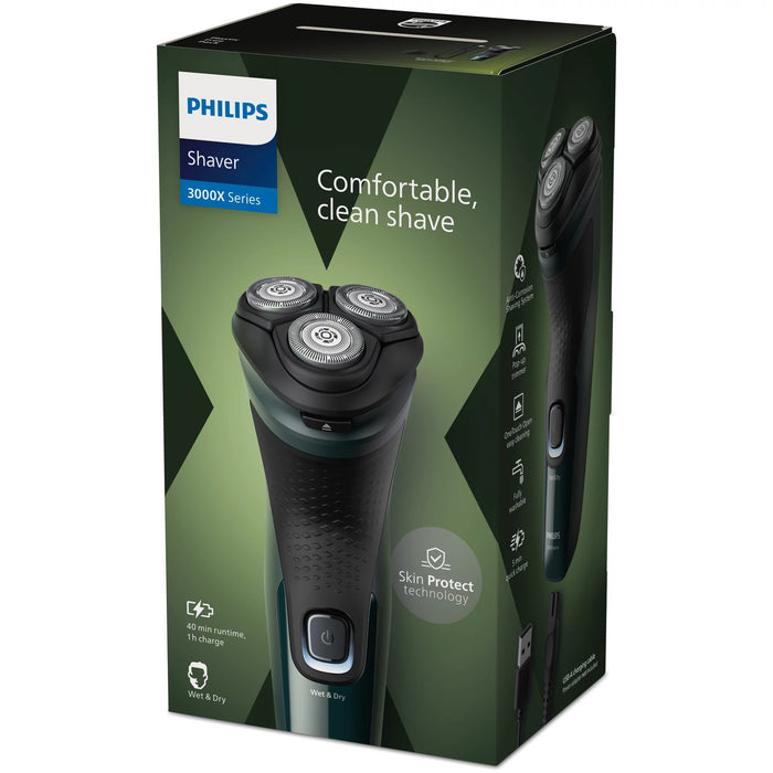 EAN 8720689019040 - Philips X3002/00 afeitadora Máquina de afeitar de rotación Recortadora Negro, Verde imagen 3