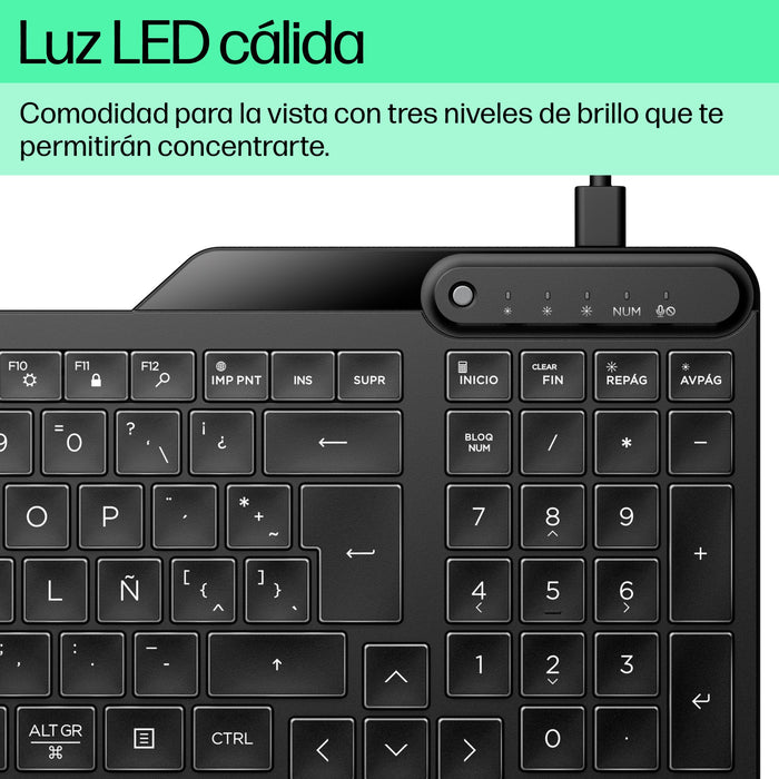 EAN 0197192768518 - HP 400 Backlit Wired Keyboard teclado Hogar USB Negro imagen 6