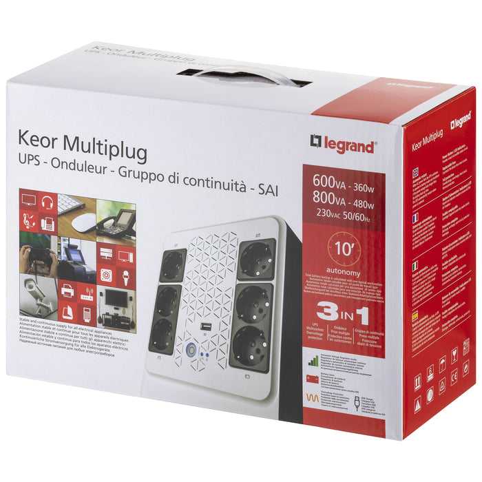 EAN 3414971227279 - Legrand Keor ASI MULTIPLUG 800 FR sistema de alimentación ininterrumpida (UPS) Línea interactiva 0,8 kVA  imagen 5