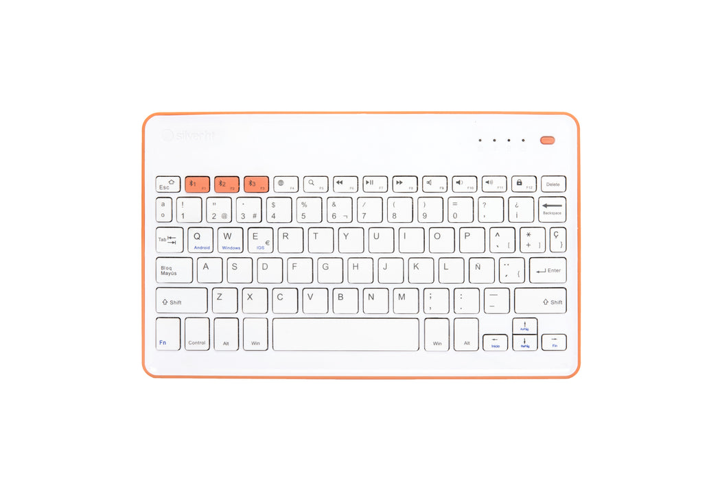 EAN 8420738193676 - SilverHT 111936740199 teclado para móvil Español Bluetooth Durazno, Blanco imagen 1